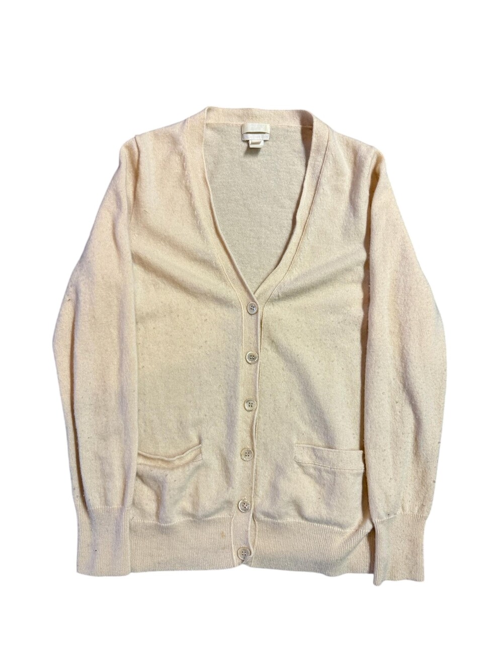 J Crew Collection Cardigan Sweater Womens Medium White Italian Cashmere V Neck
